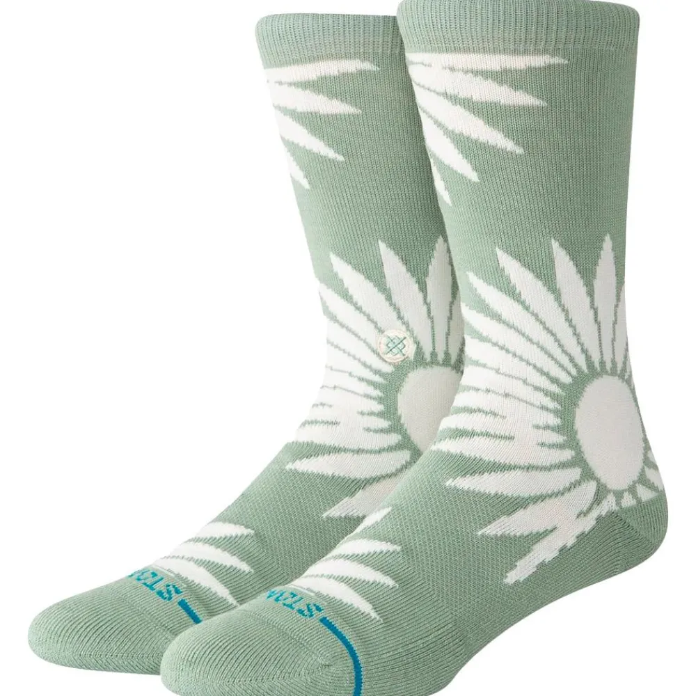 Hot Chaussettes Florals Socks Radial Brust Crew Seagreen Chaussettes Lifestyle