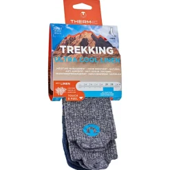 Chaussettes De Randonnée<Therm-Ic Chaussettes Trekking Ultra Cool Linen Crew Bleu Marine Gris