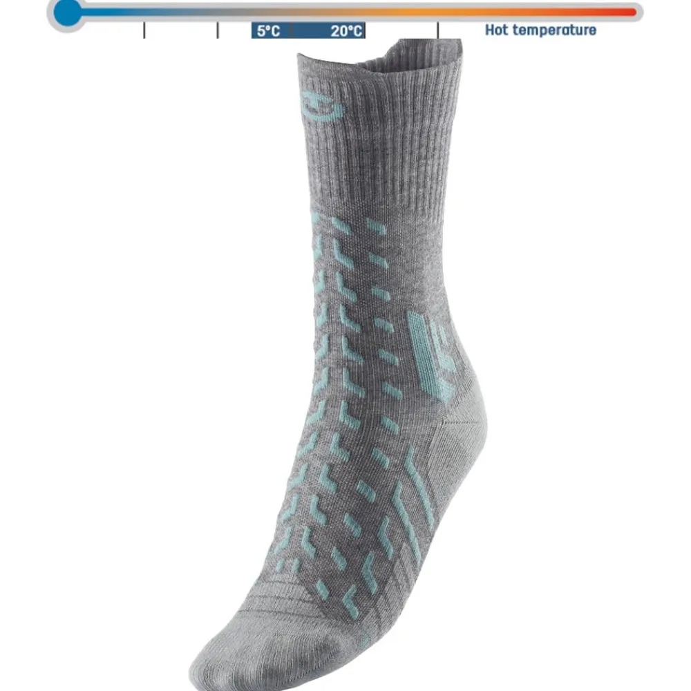 Chaussettes De Randonnée<Therm-Ic Chaussettes Trekking Cool Light Crew Lady Gris Clair Turquoise