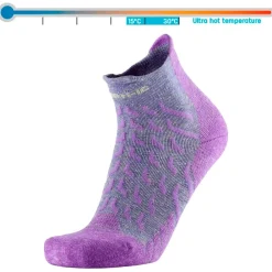 Chaussettes Trekking Ultra Cool Linen Ankle Lady Grey Purple Chaussettes De Randonnée