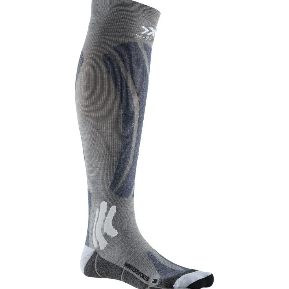 Outlet Chaussettes Ski Merino Winterports 4.0 Black Grey White Chaussettes Ski