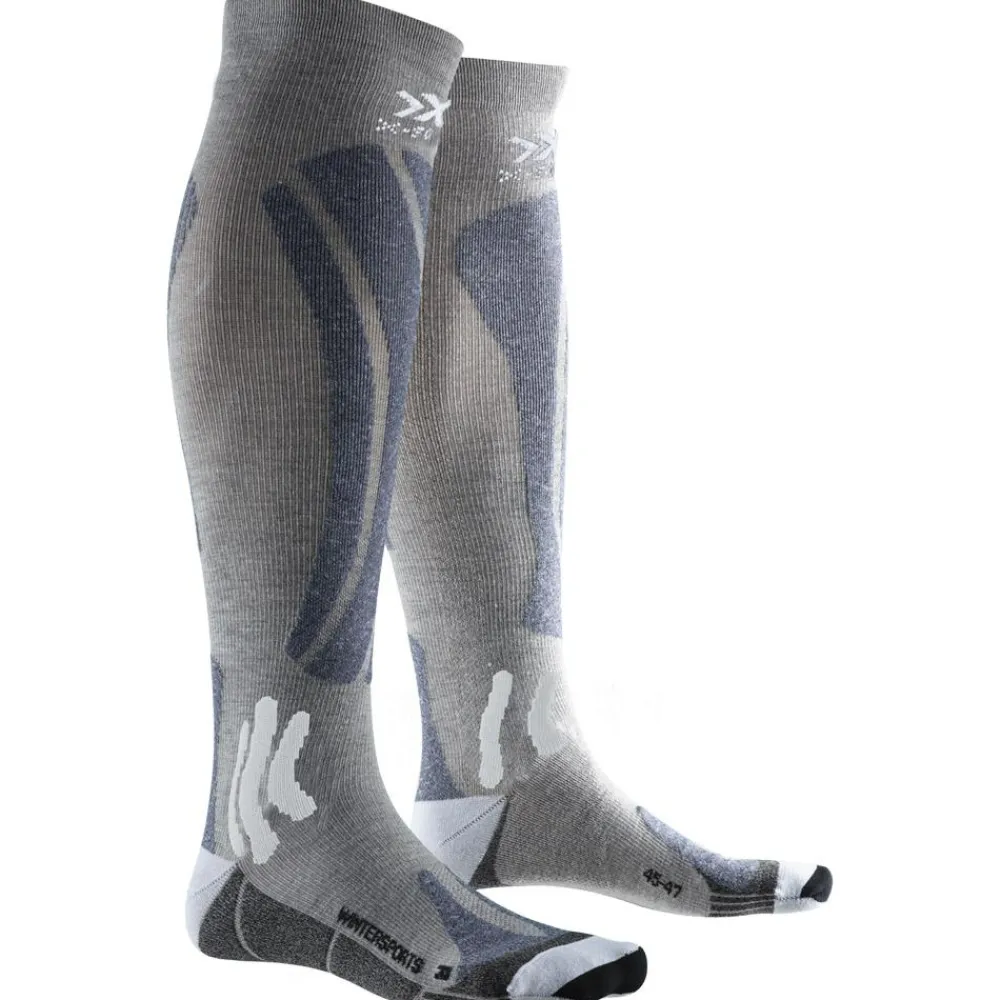 Outlet Chaussettes Ski Merino Winterports 4.0 Black Grey White Chaussettes Ski
