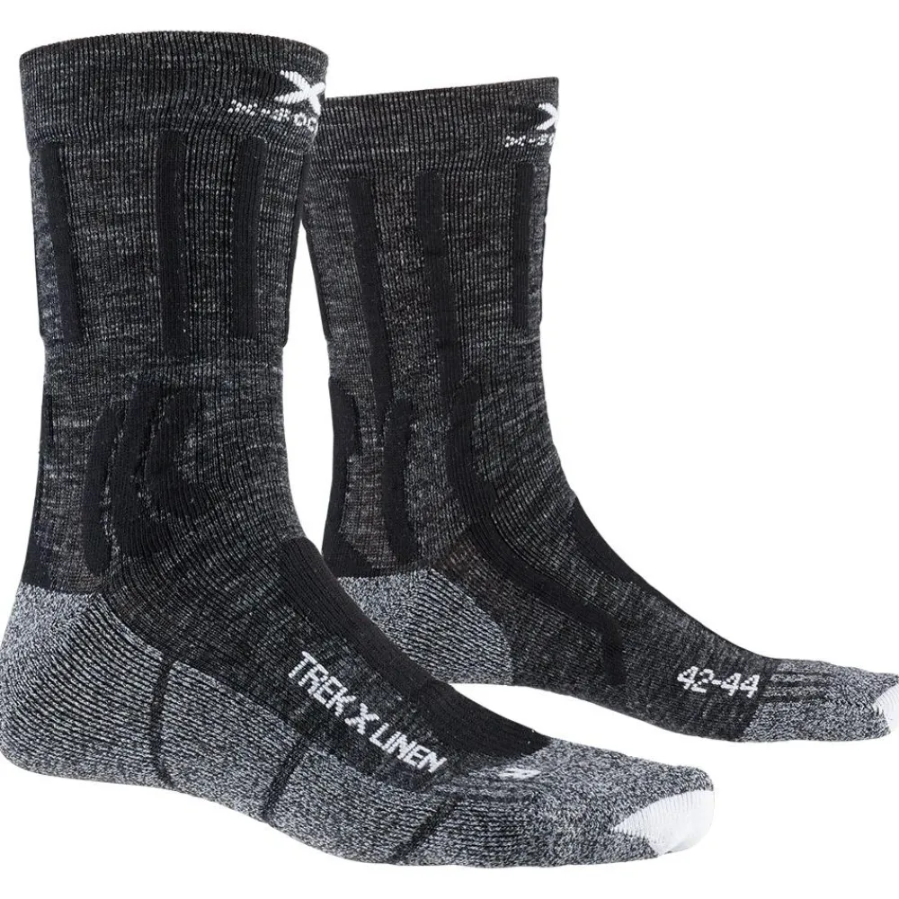New Chaussettes Trek X Linen Dolomite Grey Melange Opal Black Chaussettes De Randonnée