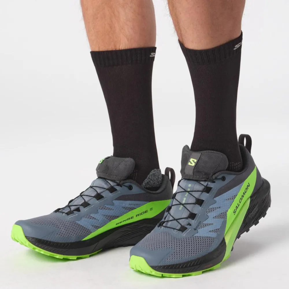 Sale Chaussures de trail Sense Ride 5 Gore-Tex Flint Stone Black Green Gecko Homme Chaussures Trail Homme