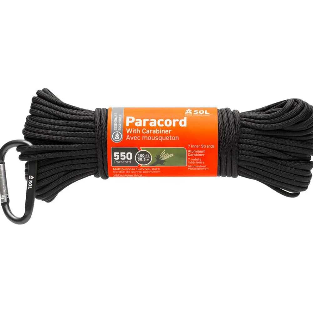 Discount Corde à linge Paracord With Carabiner Black Accessoires Bivouac