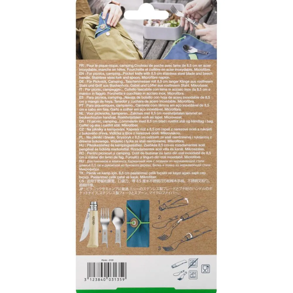 Discount Couteaux N°8 Picnic Set Blister Hêtre Vaisselle Camping