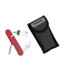 Outlet Couverts Couvert Camping 6pièces 11 cm Inox + Etui Red Vaisselle Camping