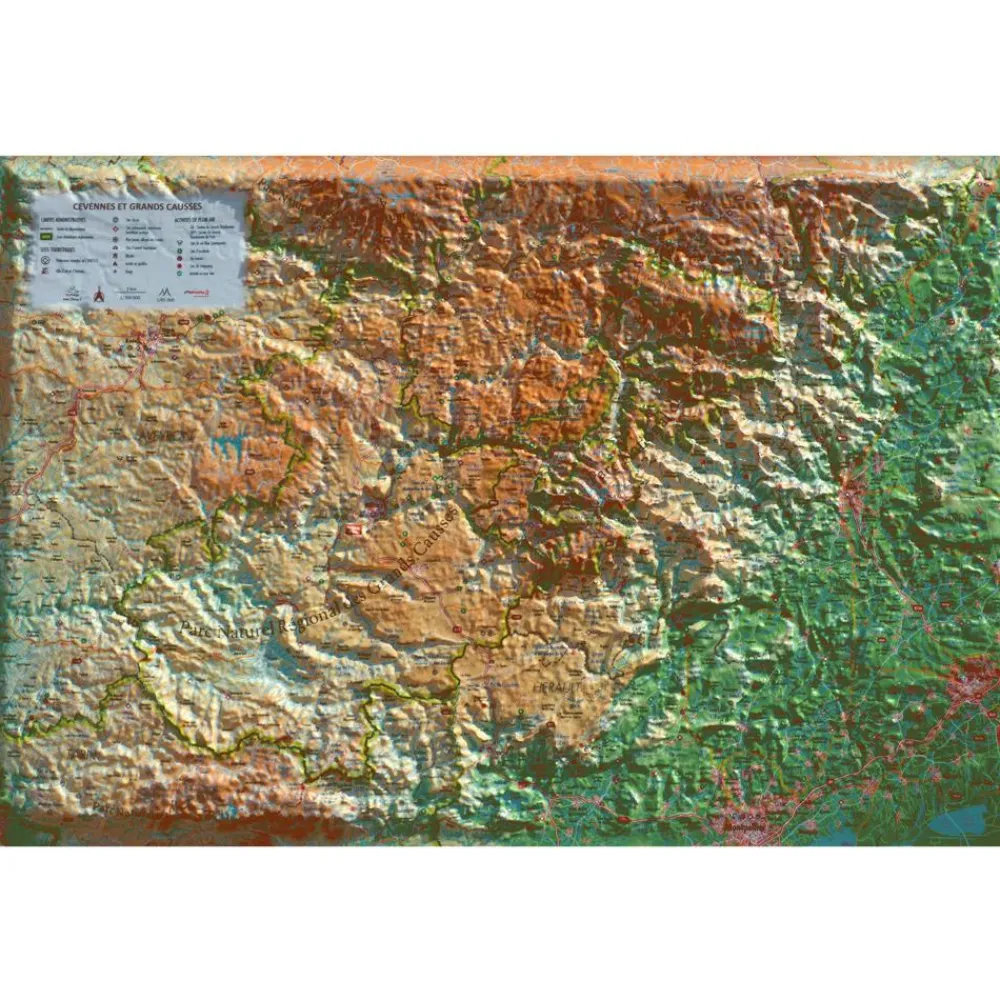 Carte 3D<3DMAP Cévennes et Grands Causses + Cadre