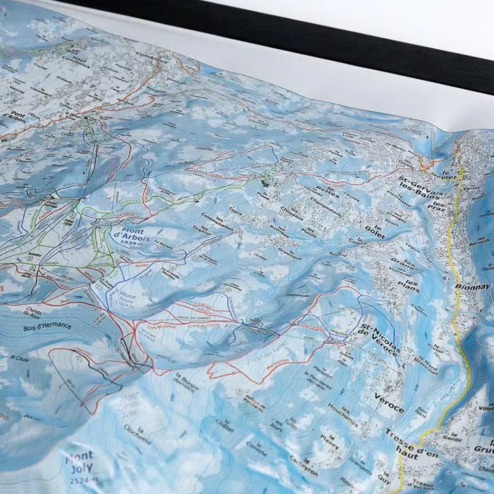 Domaines Contamines Montjoie - Saint-Gervais-les-Bains + Cadre Carte 3D