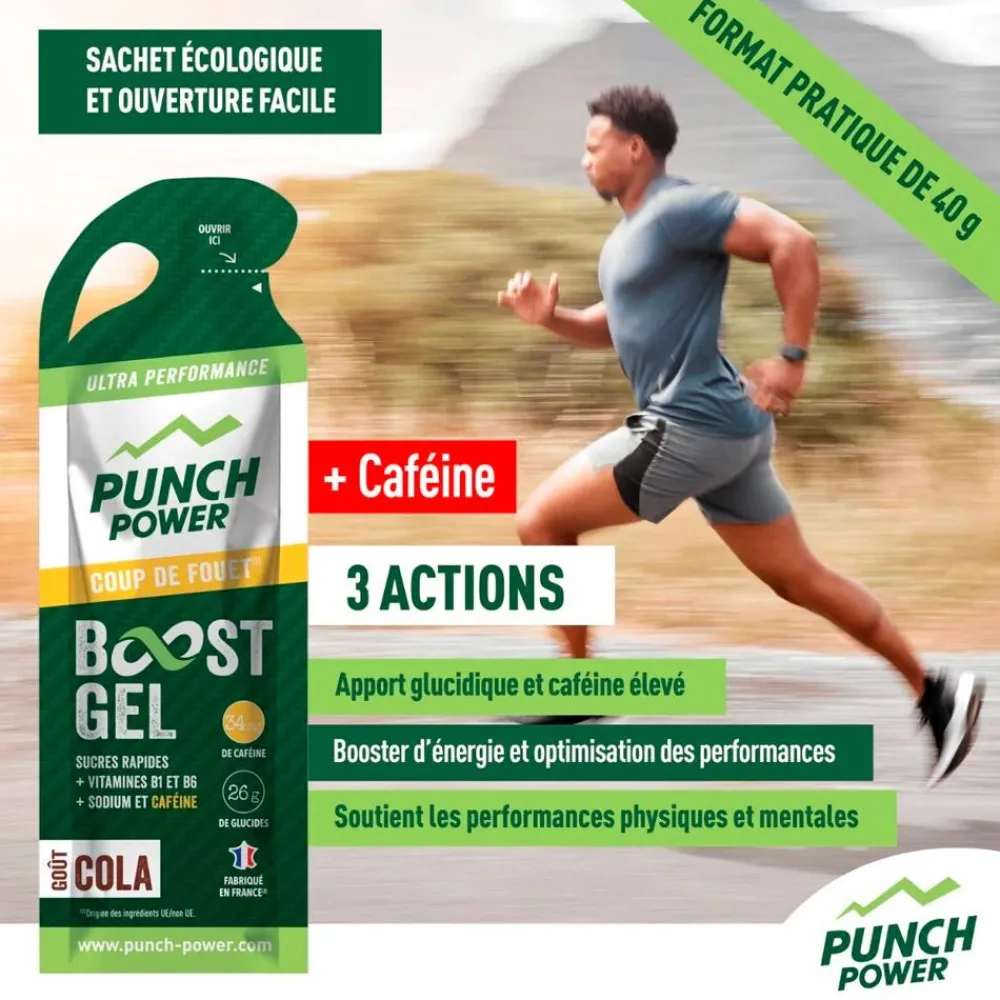 New Gel Energétique Gel Boost Coup De Fouet 40 g Caféine Cola Compote Énergétique|Entrainement