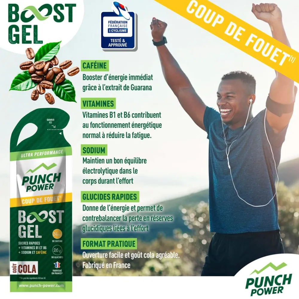 New Gel Energétique Gel Boost Coup De Fouet 40 g Caféine Cola Compote Énergétique|Entrainement