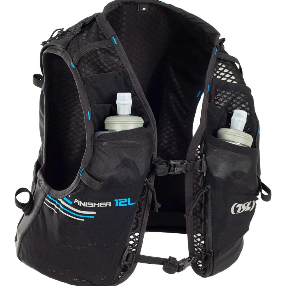 Sale Gilet Trail Finisher 12 + 2 Flasks Souples 500 ml Black Blue Gilet De Trail