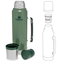 Gourdes<Stanley Gourde The Legendary Classic Bottle 1.0L Hammertone Green