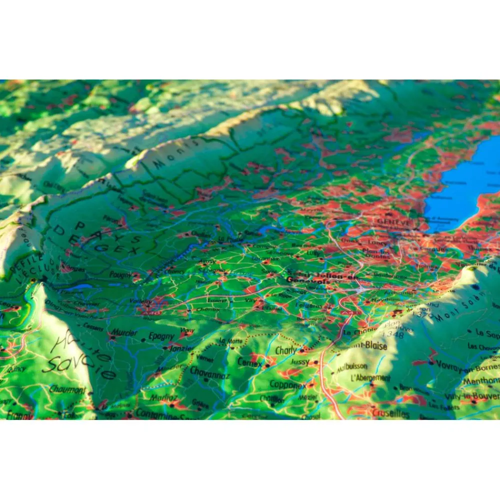Carte 3D<3DMAP Jura & Léman + Cadre