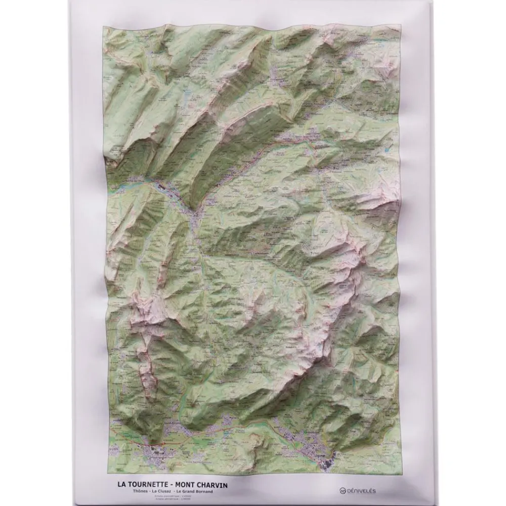 Carte 3D<Deniveles La Tournette & Mont Charvin + Cadre