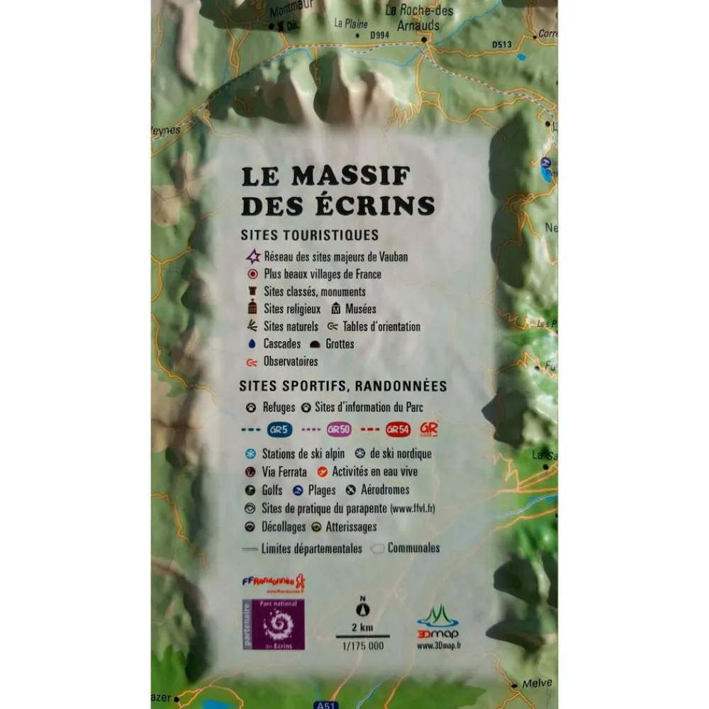 Carte 3D<3DMAP Le Massif Des Ecrins + Cadre