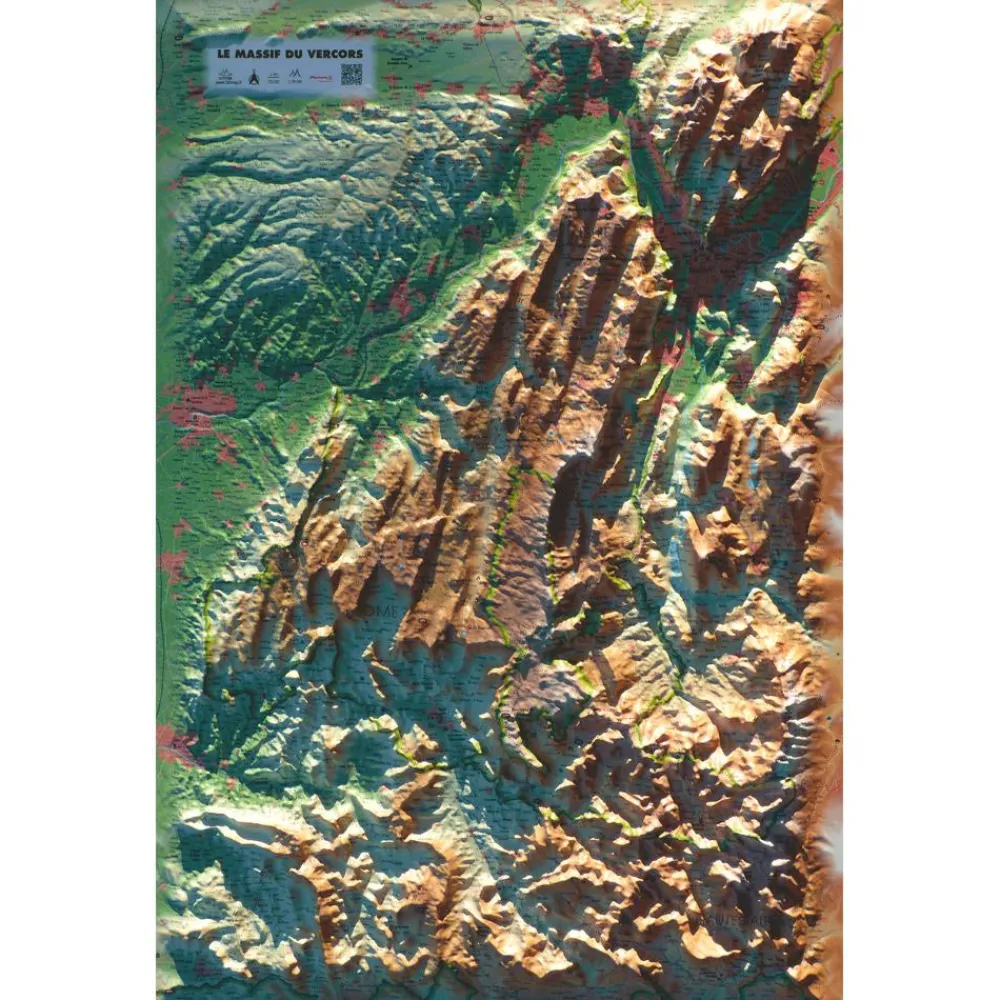 Carte 3D<3DMAP Le Massif Du Vercors + Cadre