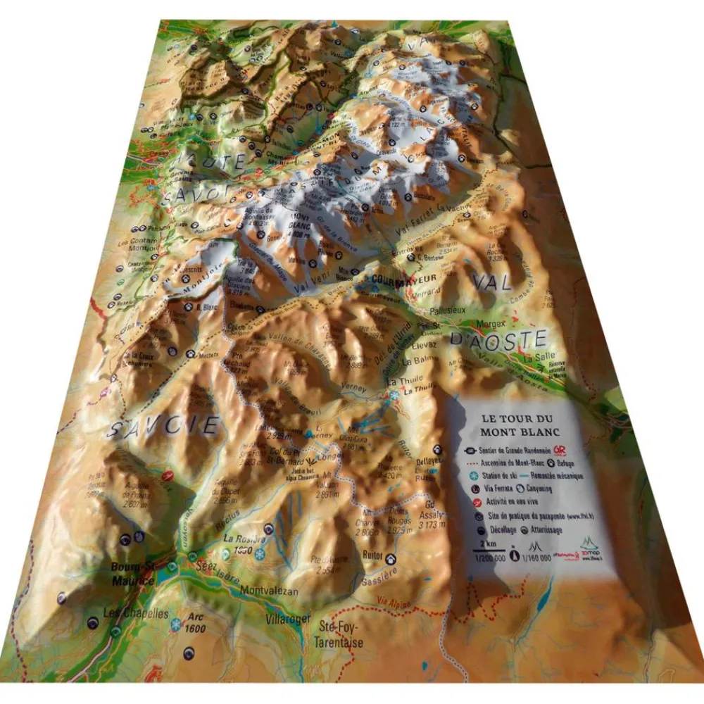 Carte 3D<3DMAP Le Tour Du Mont-Blanc + Cadre