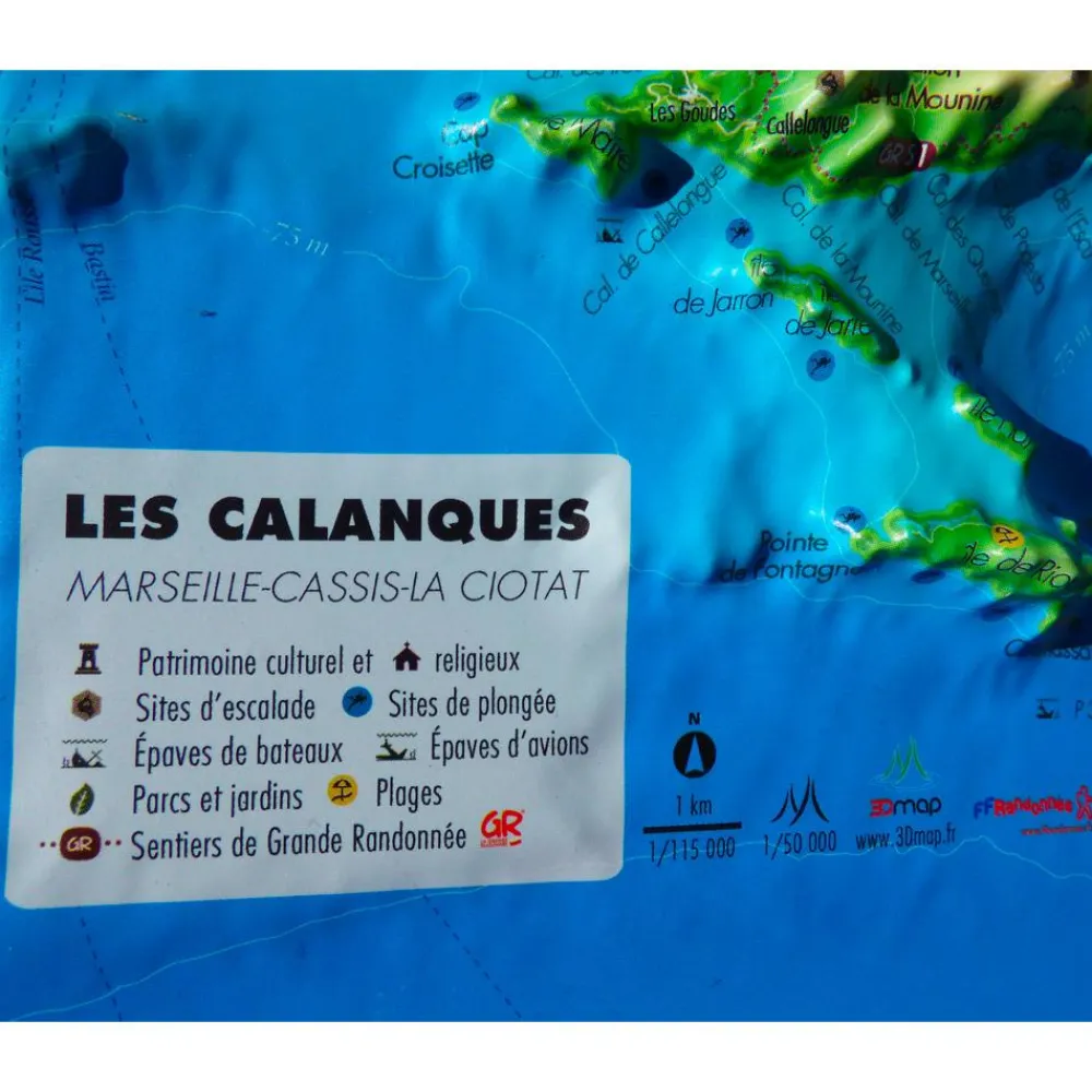 Carte 3D<3DMAP Les Calanques (Marseille-Cassis-La Ciotat) + Cadre