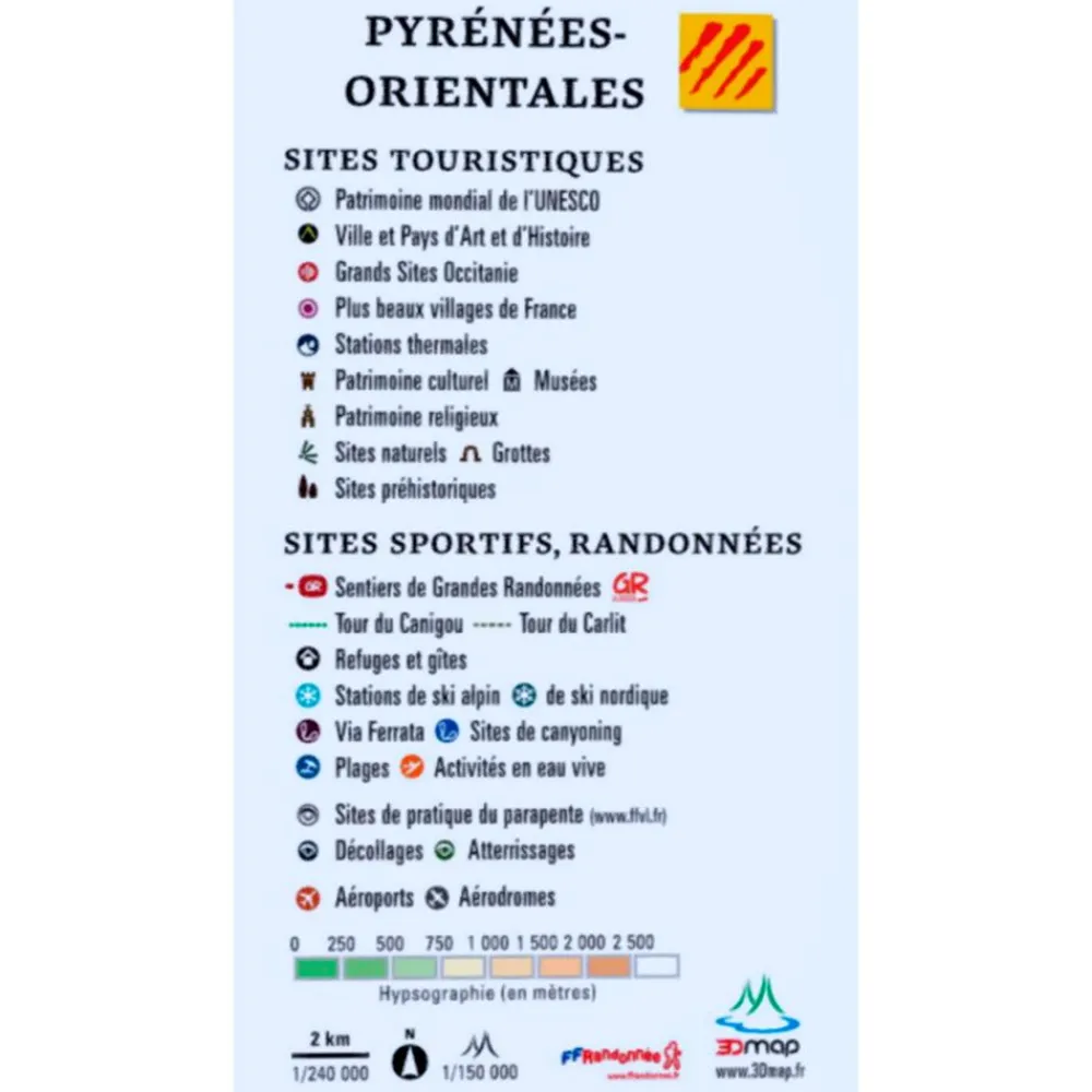 Carte 3D<3DMAP Les Pyrénées-Orientales + Cadre