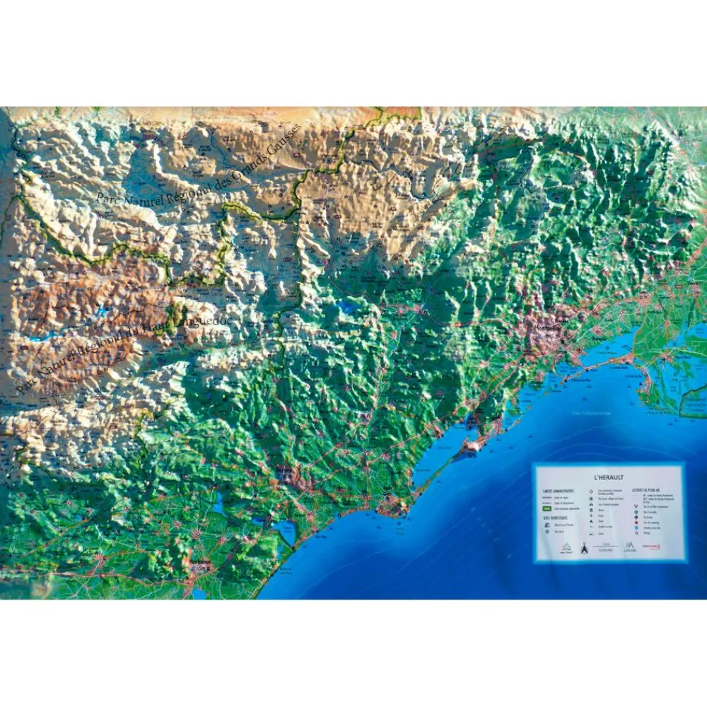 Carte 3D<3DMAP L'hérault + Cadre