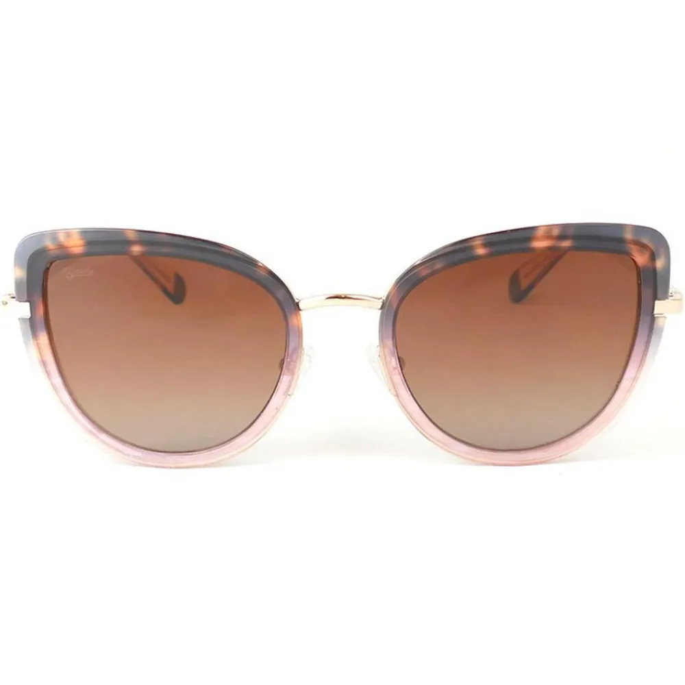 Lunettes Femme|Lunettes Polarisées<Binocle Eyewear Lunettes de soleil Giulia Shiny Gold Black Pink Tortoise Gradient Grey Polarized