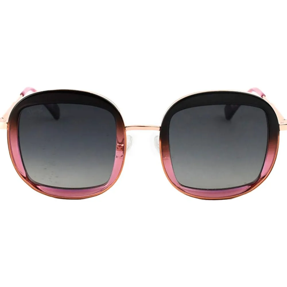 Outlet Lunettes de soleil Selena Shiny Pink Gold Brown Purple Gradient Grey Polarized Femme Lunettes Femme|Lunettes Polarisées