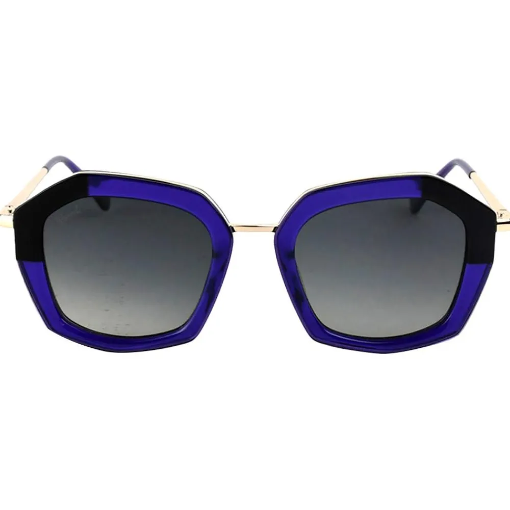 Lunettes Femme|Lunettes Polarisées<Binocle Eyewear Lunettes de soleil Rosalia Shiny Gold Purple Gradient Grey Polarized