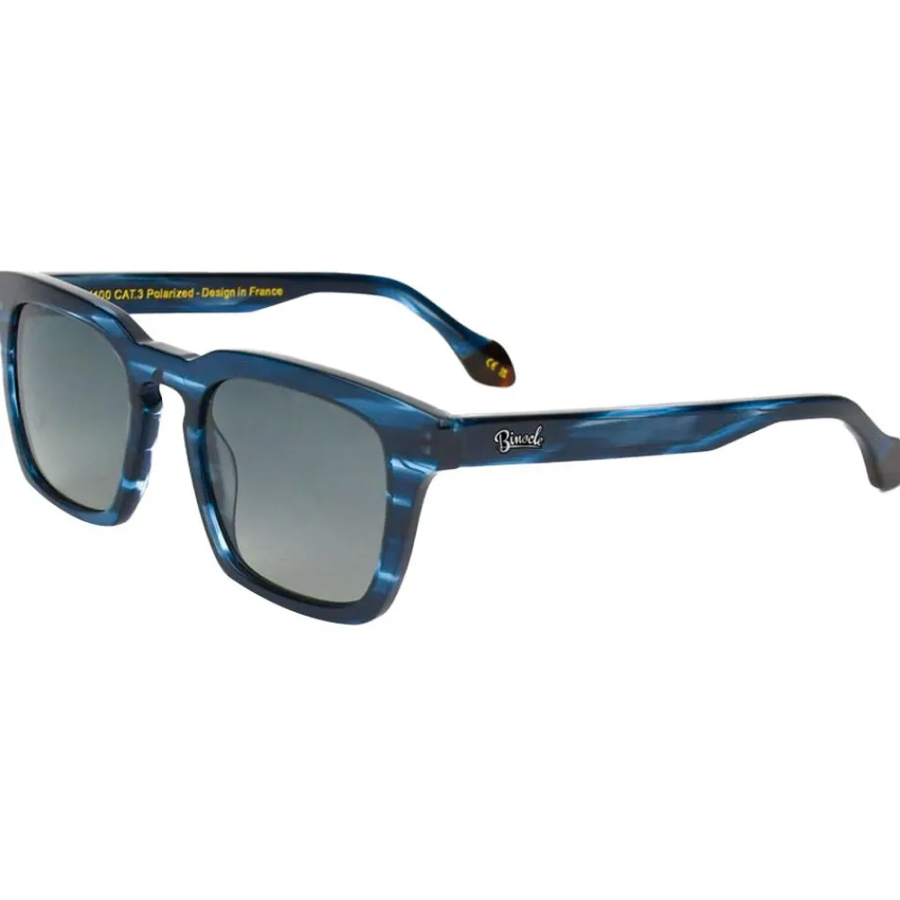 Outlet Lunettes de soleil Matt Shiny Blue Wood Gradient Grey Polarized Lunettes Polarisées