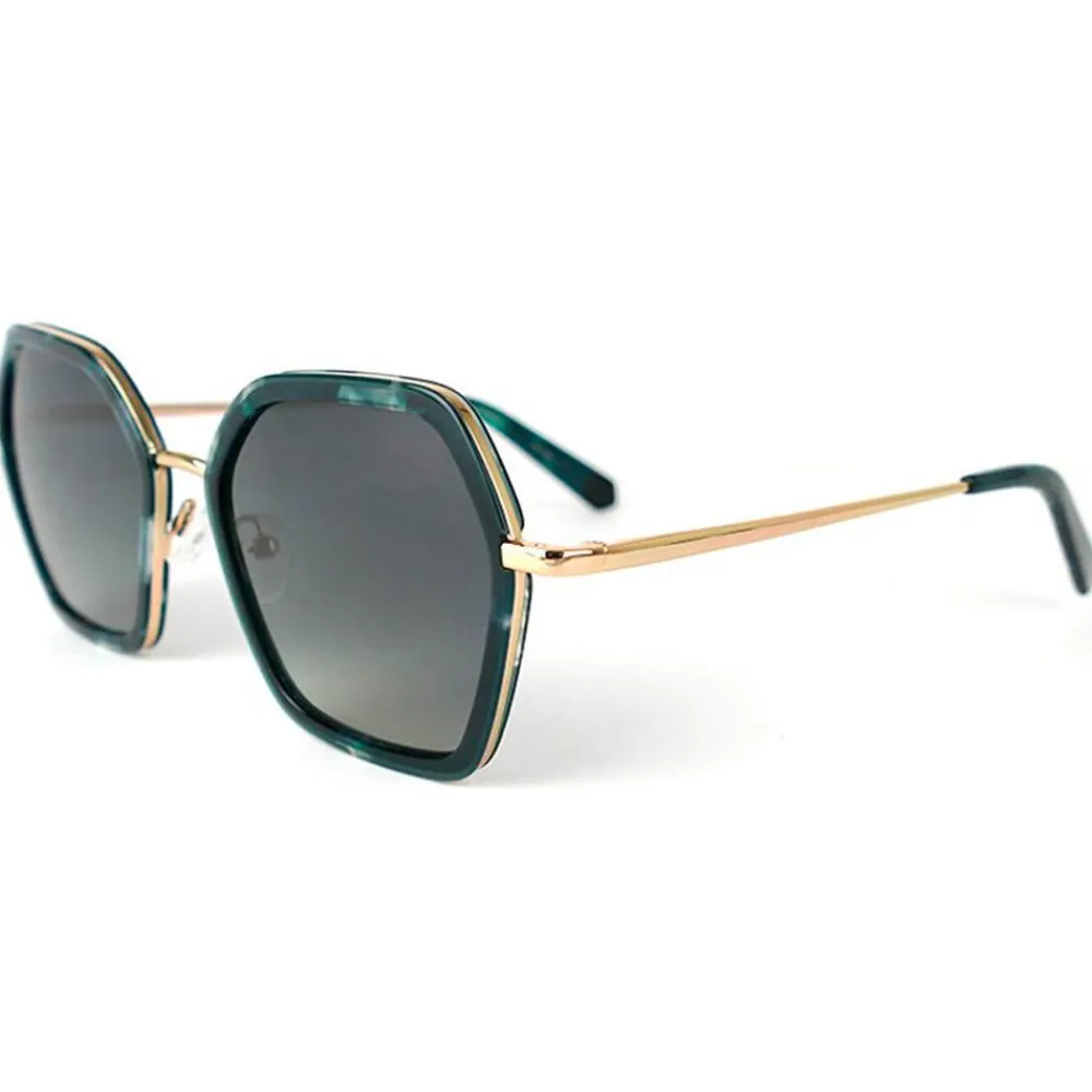 Hot Lunettes de soleil Agatha Shiny Gold Tortoise Emeraude Gradient Grey Polarized Femme Lunettes Femme|Lunettes Polarisées