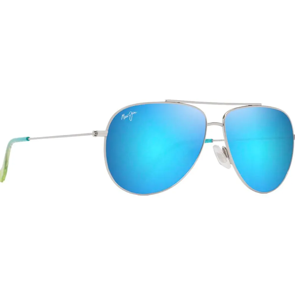 Lunettes Femme|Lunettes Polarisées<Maui Jim Lunettes de soleil Hauoli Argent Brillant Bleus Verts Bleu Hawaï MauiPure