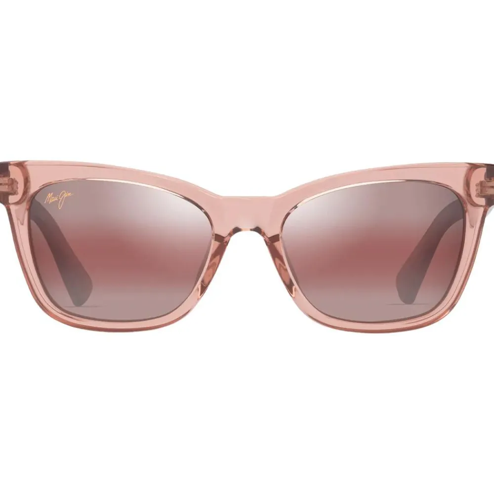 Lunettes Femme|Lunettes Polarisées<Maui Jim Lunettes de soleil Hiwahiwa Shiny Transparent Antique Pink Maui Rose Mineral Superthin