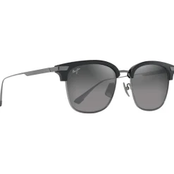 Lunettes Femme|Lunettes Polarisées<Maui Jim Lunettes de soleil Kalaunu Asian Fit Shiny Black Dark Silver Neutral Grey MauiBrilliant