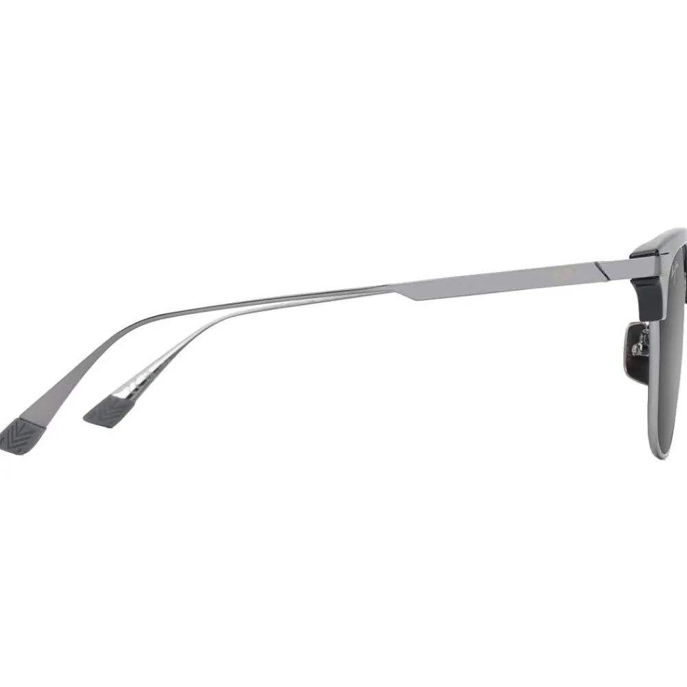 Lunettes Femme|Lunettes Polarisées<Maui Jim Lunettes de soleil Kalaunu Asian Fit Shiny Black Dark Silver Neutral Grey MauiBrilliant