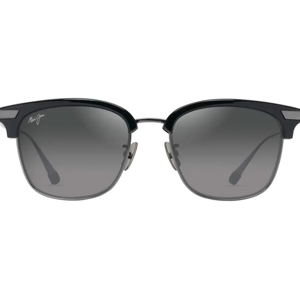 Lunettes Femme|Lunettes Polarisées<Maui Jim Lunettes de soleil Kalaunu Asian Fit Shiny Black Dark Silver Neutral Grey MauiBrilliant