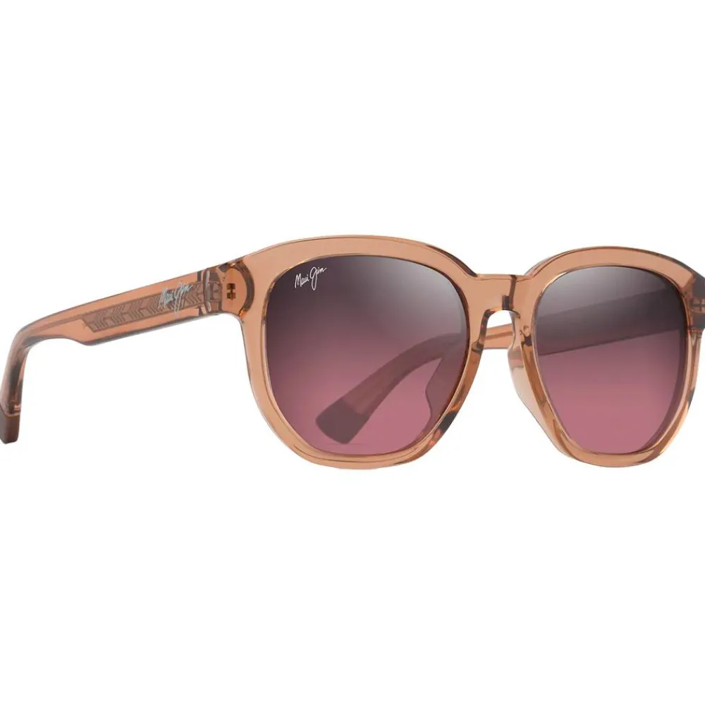 Lunettes Femme|Lunettes Polarisées<Maui Jim Lunettes de soleil Akahai Asian Fit Marron Clair Transparent Brillant Maui Rose Minéral Superthin
