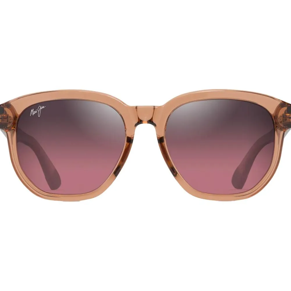 Lunettes Femme|Lunettes Polarisées<Maui Jim Lunettes de soleil Akahai Asian Fit Marron Clair Transparent Brillant Maui Rose Minéral Superthin