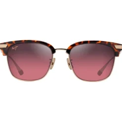 New Lunettes de soleil Kalaunu Asian Fit Havane Foncé Brillant Doré Maui Rose MauiBrilliant Femme Lunettes Femme|Lunettes Polarisées