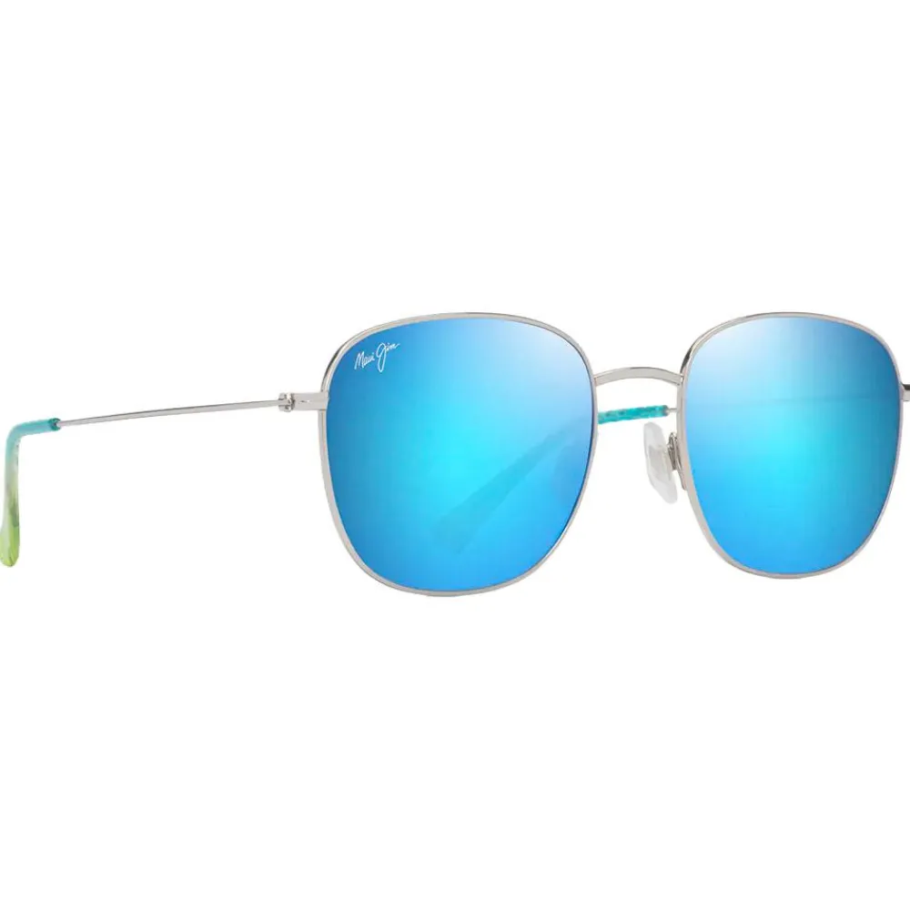 Hot Lunettes de soleil Olali Asian Fit Argent Brillant Bleus Verts Bleu Hawaï MauiPure Femme Lunettes Femme|Lunettes Polarisées