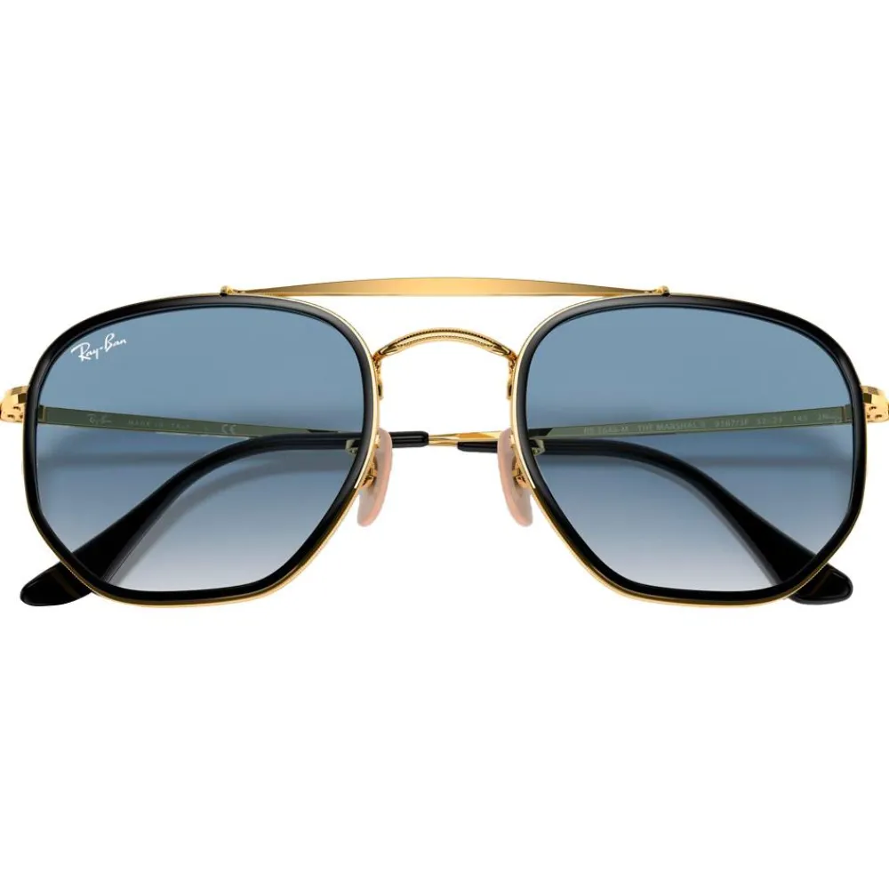 New Lunettes de soleil RB3648M Marshal II Polished Gold Gradient Light Blue Femme Lunettes Femme