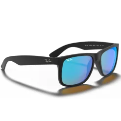 Sale Lunettes de soleil RB4165 Justin Color Mix Matte Rubber Black Mirror Blue Femme Lunettes Femme|Lunettes Femme