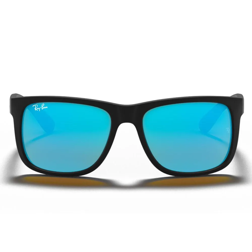 Sale Lunettes de soleil RB4165 Justin Color Mix Matte Rubber Black Mirror Blue Femme Lunettes Femme|Lunettes Femme