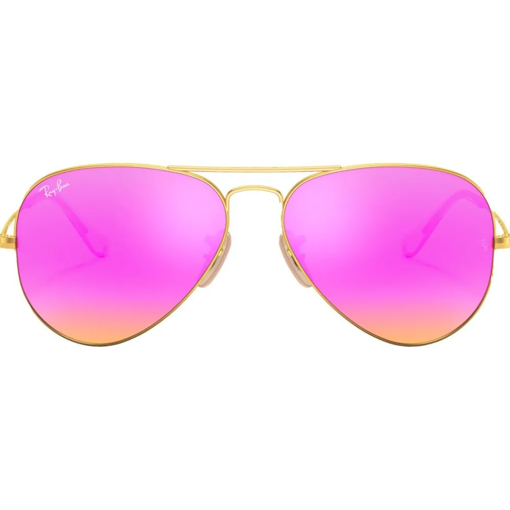 Lunettes Femme|Lunettes Polarisées<Ray Ban Lunettes de soleil RB3025 Aviator Mat Gold Cyclamen Flash Polarized