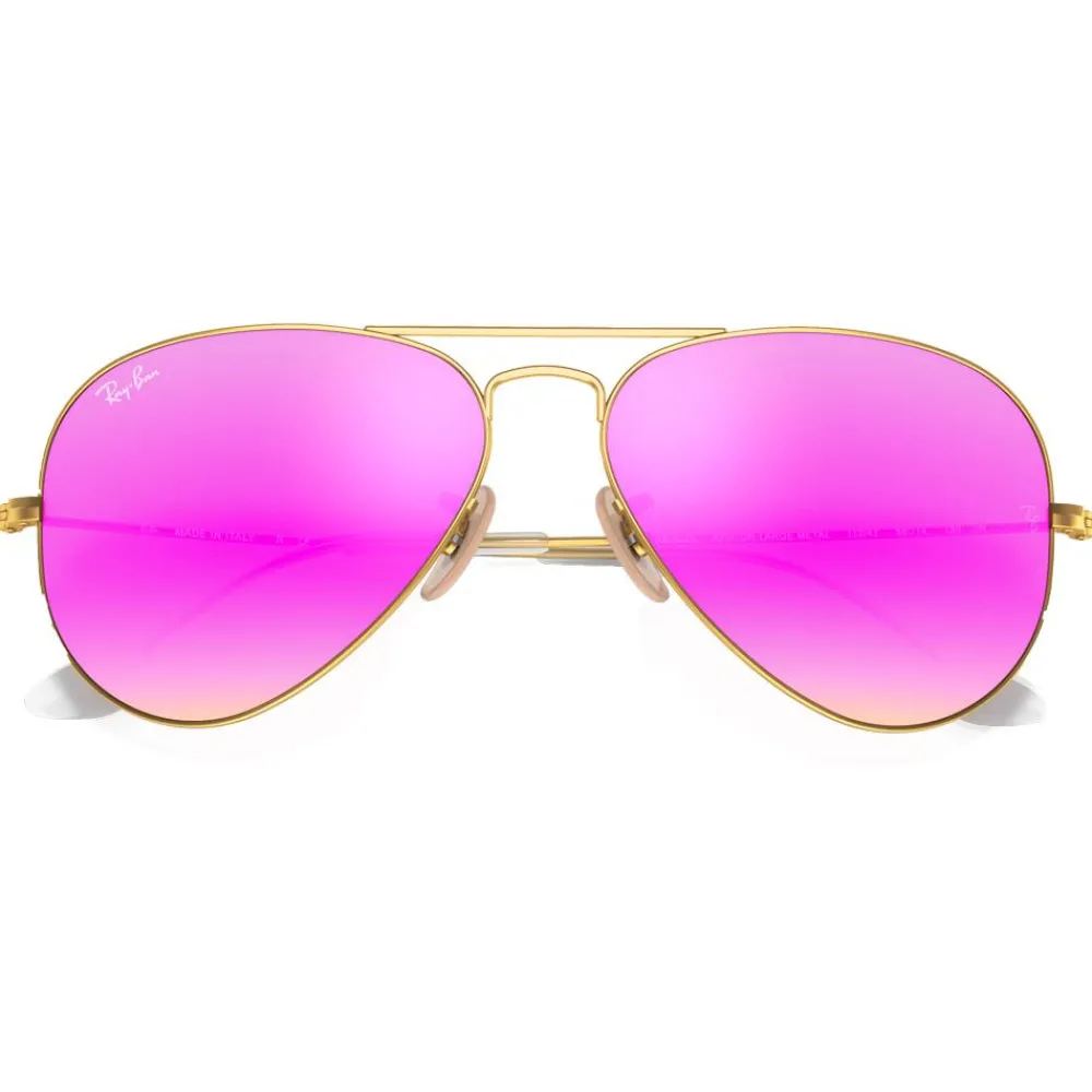 Lunettes Femme|Lunettes Polarisées<Ray Ban Lunettes de soleil RB3025 Aviator Mat Gold Cyclamen Flash Polarized