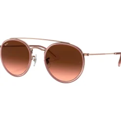 Lunettes de soleil RB3647N Round Double Bridge Polished Copper Gradient Brown Femme Lunettes Femme