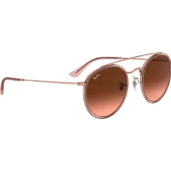 Lunettes de soleil RB3647N Round Double Bridge Polished Copper Gradient Brown Femme Lunettes Femme