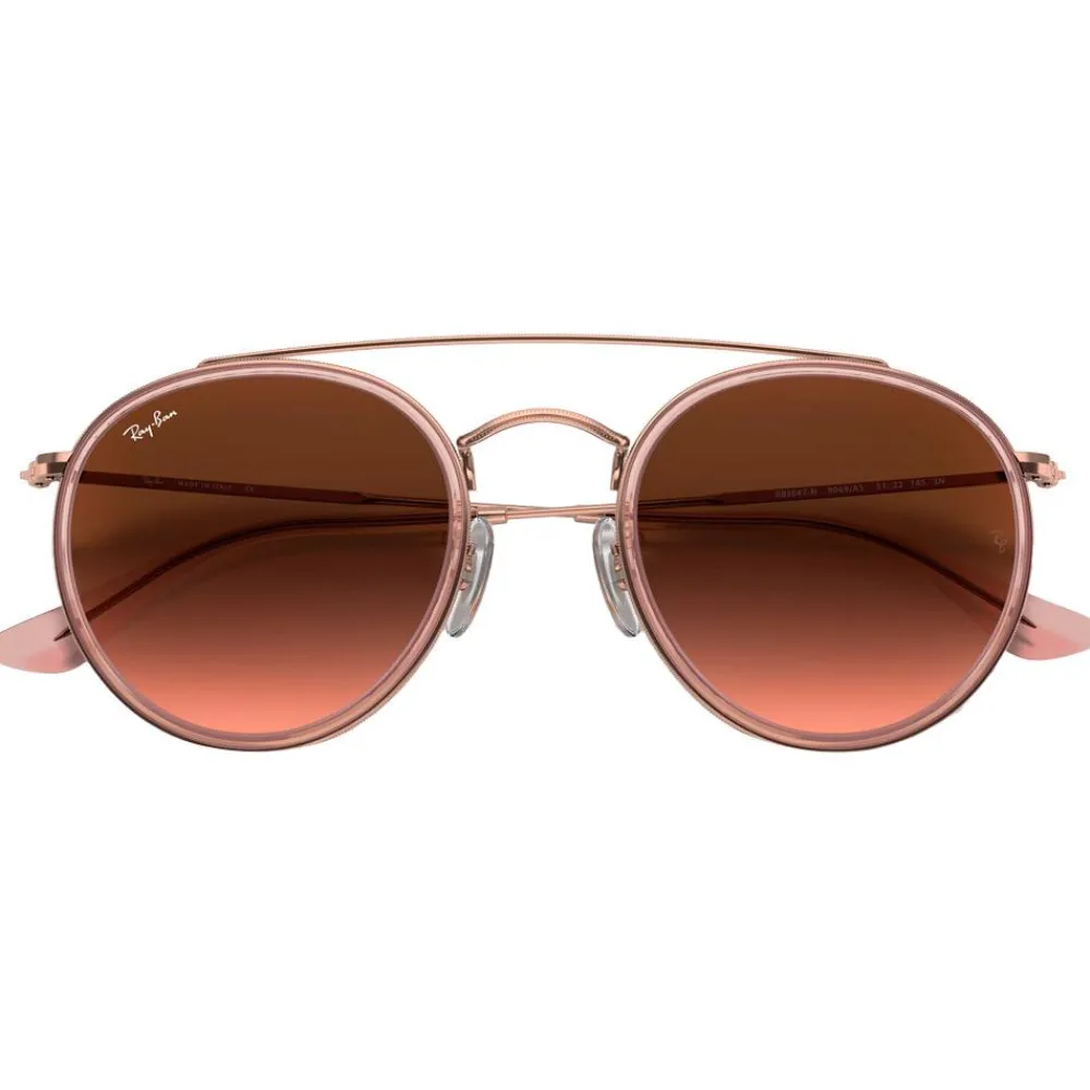 Lunettes de soleil RB3647N Round Double Bridge Polished Copper Gradient Brown Femme Lunettes Femme