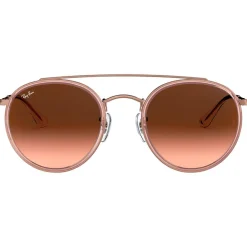 Lunettes de soleil RB3647N Round Double Bridge Polished Copper Gradient Brown Femme Lunettes Femme