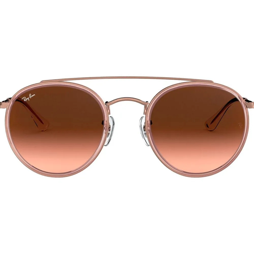 Lunettes de soleil RB3647N Round Double Bridge Polished Copper Gradient Brown Femme Lunettes Femme