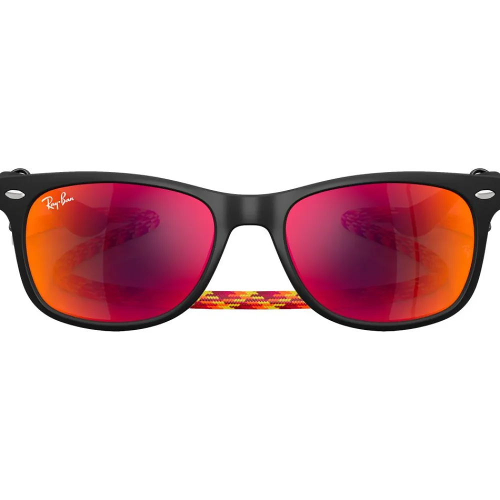 Lunettes Enfant<Ray Ban Lunettes de soleil New Wayfarer Kids Polished Rubber Black Brown Orange Mirror